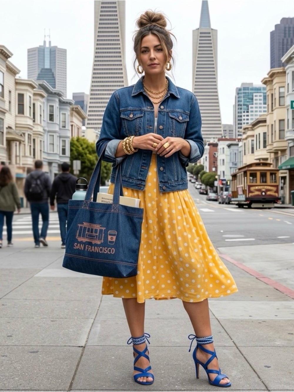 Yellow Polka Dot A-Line Skirt